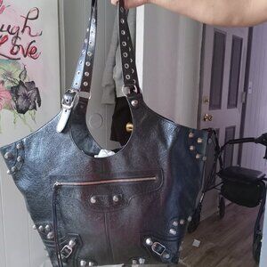 BALENCIAGA LARGE LE CAGOLE LAMBSKIN LEATHER TOTE
